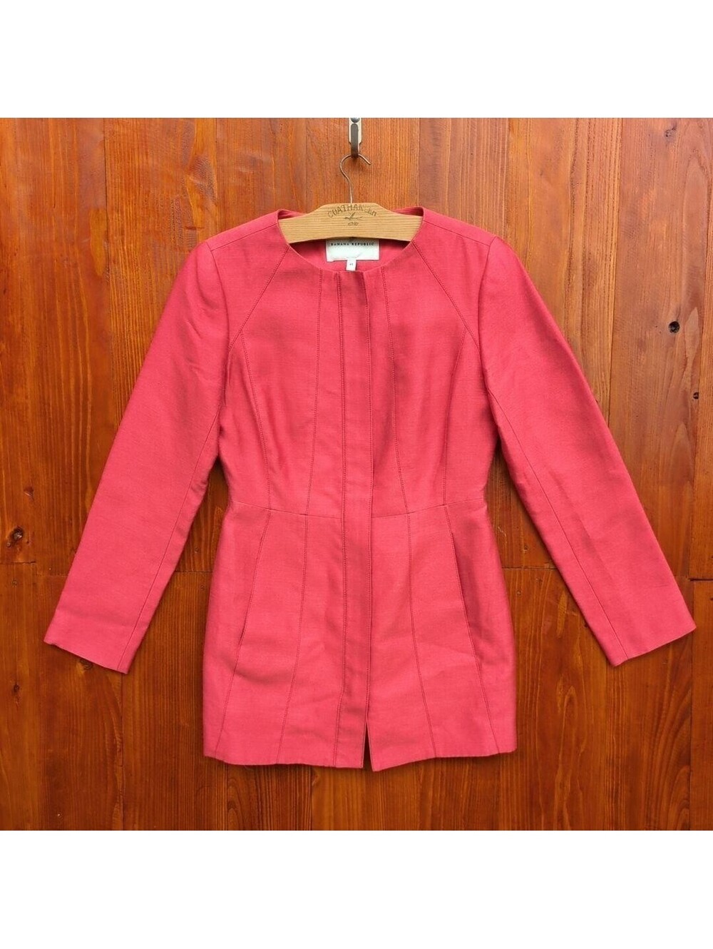 Banana Republic Women Coral/Pink long Blazer Jacket coat Sz S Cotton Silk blend